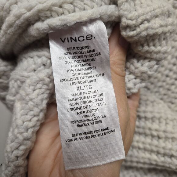 Vince. Lofty Rib Turtleneck sz XL Chunky Knit Wool Cashmere Sweater RSP $495 - Picture 8 of 10